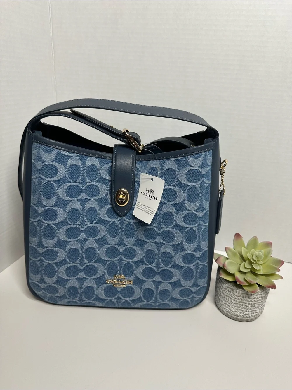 Coach Denim Signature Shoulder Bag in Blue